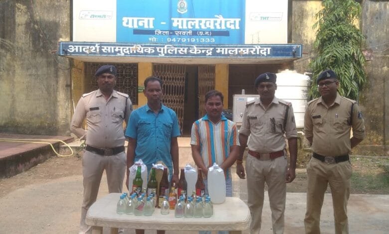 थाना मालखरौदा पुलिस के द्वारा अवैध रूप से शराब परिवहन करने एवं कब्जे में रखने वाले दो आरोपियों को किया गिरफ्तार थाना मालखरौदा पुलिस के द्वारा अवैध रूप से शराब परिवहन करने एवं कब्जे में रखने वाले दो आरोपियों को किया गिरफ्तार kshititech