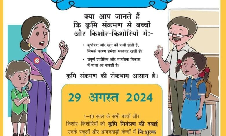 29 अगस्त को राष्ट्रीय कृमि मुक्ति दिवस का होगा आयोजन 29 अगस्त को राष्ट्रीय कृमि मुक्ति दिवस का होगा आयोजन kshititech