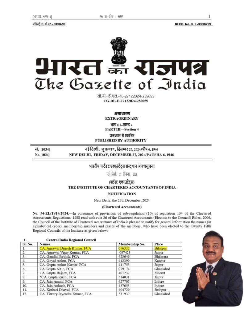 सीआईआरसी परिषद के गठन के लिए सीए दिनेश अग्रवाल का हुआ चयन सीआईआरसी परिषद के गठन के लिए सीए दिनेश अग्रवाल का हुआ चयन kshititech